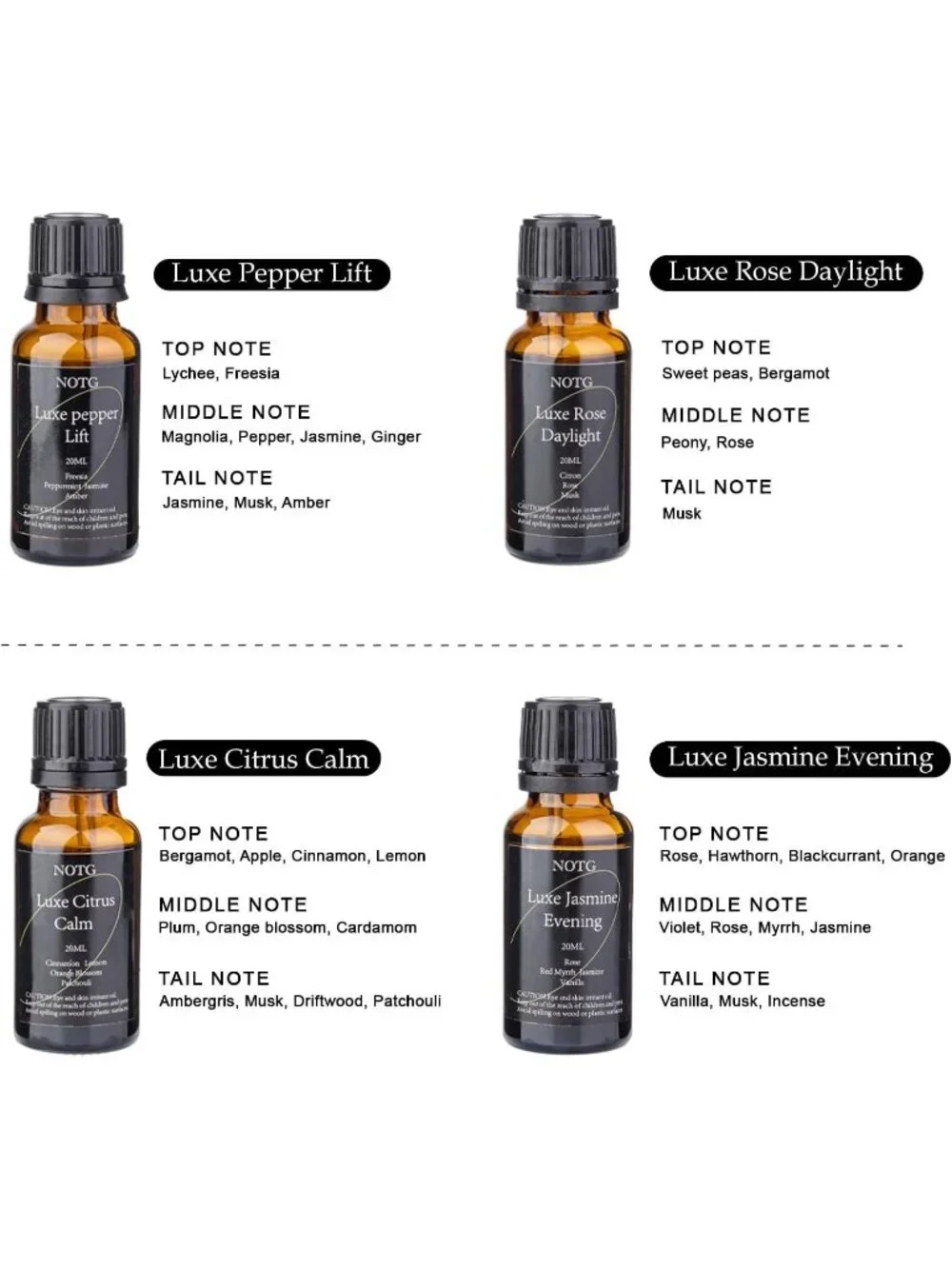 Essential Oils Set - Top 4 Luxury Scents for Diffuser, Humidifier, Aromatherapy,